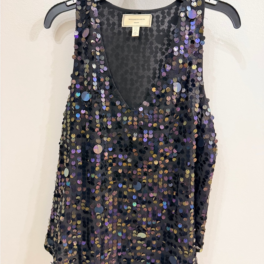 ANTHROPOLOGY Moulinette Soeurs Iridescent Sequin Tank Top